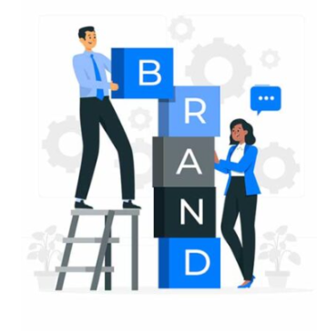 AdsBull collaboration — two people building brand blocks